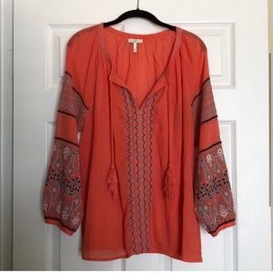 Joie Nelida embroidered tunic blouse sz L